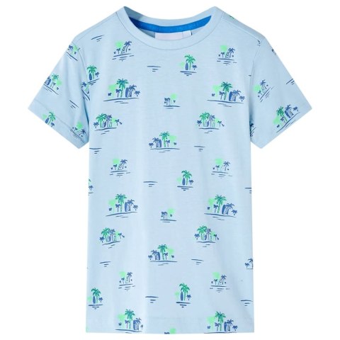 Koszulka dziecięca z nadrukiem palm kokosowych, jasnoniebieska, 116 Lumarko! 
