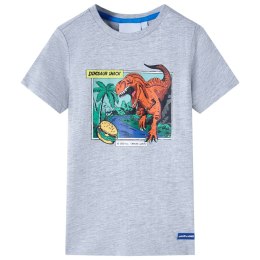 Koszulka dziecięca z krótkimi rękawami, z dinozaurem, szara, 128 Lumarko! 
