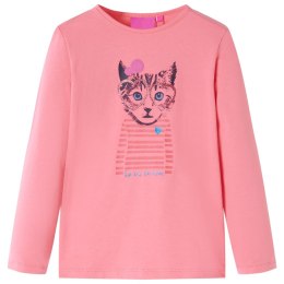 Koszulka dziecięca z długimi rękawami, z kotem, różowa, 116 Lumarko! 