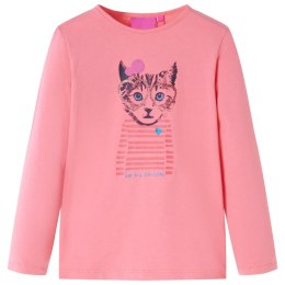Koszulka dziecięca z długimi rękawami, z kotem, różowa, 92 Lumarko! 