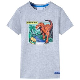 Koszulka dziecięca z krótkimi rękawami, z dinozaurem, szara, 92 Lumarko! 