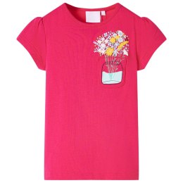 Koszulka dziecięca, z kwiatowym nadrukiem, jaskraworóżowa, 128 Lumarko! Lumarko! 