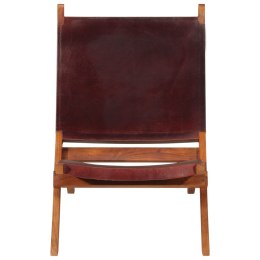Krzesło składane, ciemnobrązowe, skóra naturalna