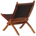 Krzesło składane, ciemnobrązowe, skóra naturalna Lumarko!