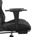 Fotel gamingowy z podnóżkiem, czarno-szary, sztuczna skóra