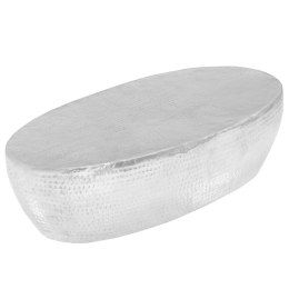 Stolik do kawy z młotkowanego aluminium, 100x50x28 cm, srebrny Lumarko!