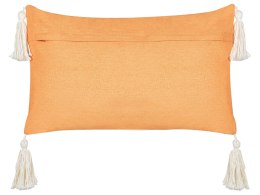 Poduszka z frędzlami motyw świąteczny welurowa 30 x 50 cm pomarańczowa LITHOPS Lumarko!