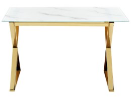 Stół do jadalni szklany 120 x 70 cm efekt marmuru ze złotym ATTICA Lumarko!