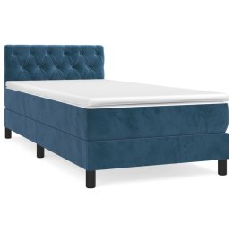 Łóżko kontynentalne z materacem, niebieskie, aksamit, 80x200 cm Lumarko! 