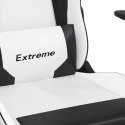 Masujący fotel gamingowy z podnóżkiem, biało-czarny Lumarko! 