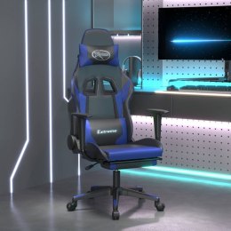 Fotel gamingowy z podnóżkiem, czarno-niebieski, sztuczna skóra Lumarko! 