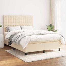 Łóżko kontynentalne z materacem, kremowe, tkanina, 140x200 cm Lumarko! 