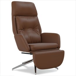 Fotel z podnóżkiem, brązowy, obity prawdziwą i sztuczną skórą Lumarko!