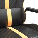 Masujący fotel gamingowy, złoto-czarny, sztuczna skóra Lumarko!