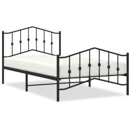 Metalowa rama łóżka z wezgłowiem i zanóżkiem, czarna, 107x203cm Lumarko!