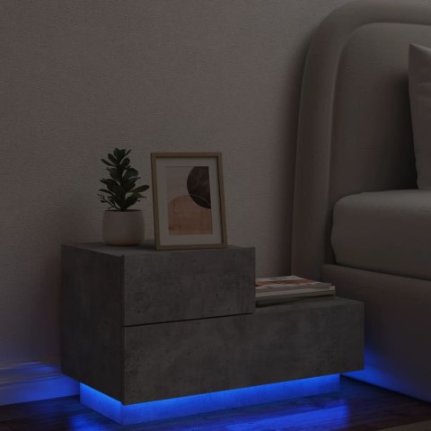 Szafka nocna z oświetleniem LED, szarość betonu, 70x36x40,5 cm Lumarko!