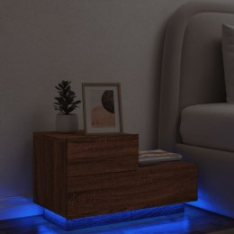 Szafka nocna z oświetleniem LED, brązowy dąb, 70x36x40,5 cm Lumarko!