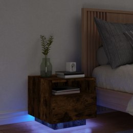 Szafka nocna z oświetleniem LED, przydymiony dąb, 40x39x37 cm Lumarko!