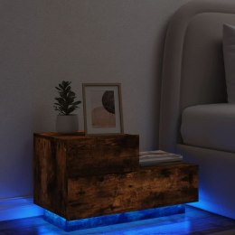 Szafka nocna z oświetleniem LED, przydymiony dąb, 70x36x40,5 cm Lumarko!