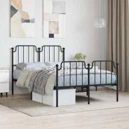 Metalowa rama łóżka z wezgłowiem i zanóżkiem, czarna, 120x190cm Lumarko!