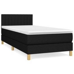 Łóżko kontynentalne z materacem, czarne, tkanina, 100x200 cm Lumarko!