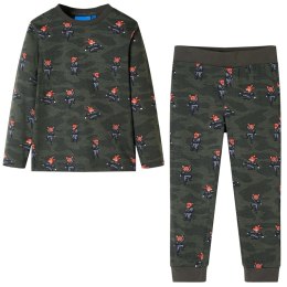 Piżama dziecięca z długimi rękawami, lisy ninja, khaki, 140
