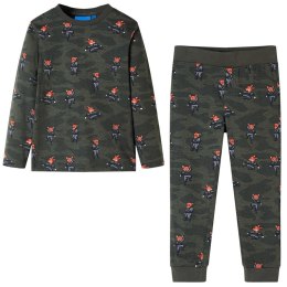 Piżama dziecięca z długimi rękawami, lisy ninja, khaki, 116
