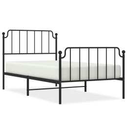 Metalowa rama łóżka z wezgłowiem i zanóżkiem, czarna, 100x200cm Lumarko!