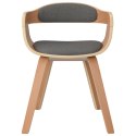 Krzesła stołowe, 6 szt., jasnoszare, gięte drewno i tkanina