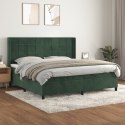 Łóżko kontynentalne z materacem, zielone, aksamit, 200x200 cm