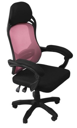Fotel Obrotowy Krzesło Biurowe Oscar Czarno Różowy Lumarko!