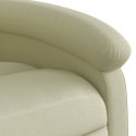 Rozkładany fotel masujący, kremowy, skóra naturalna Lumarko!