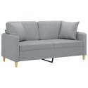 2-osobowa sofa z poduszkami, jasnoszara, 140 cm, tkanina Lumarko!