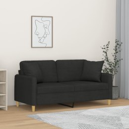 2-osobowa sofa z poduszkami, czarna, 140 cm, tkanina Lumarko!