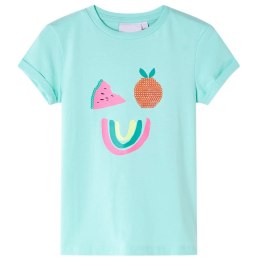 Koszulka dziecięca z kolorowymi owocami, jasnomiętowa, 104 Lumarko!