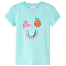 Koszulka dziecięca z kolorowymi owocami, jasnomiętowa, 128 Lumarko!