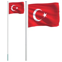 Flaga Turcji z masztem, 6,23 m, aluminium Lumarko!