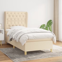 Łóżko kontynentalne z materacem, kremowe, tkanina, 80x200 cm Lumarko!