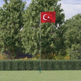 Flaga Turcji z masztem, 5,55 m, aluminium Lumarko!