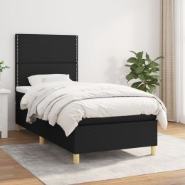 Łóżko kontynentalne z materacem, czarne, tkanina, 100x200 cm Lumarko!