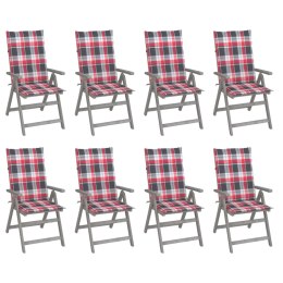 Rozkładane krzesła ogrodowe z poduszkami, 8 szt., lita akacja Lumarko!
