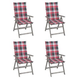 Rozkładane krzesła ogrodowe z poduszkami, 4 szt., lita akacja Lumarko!