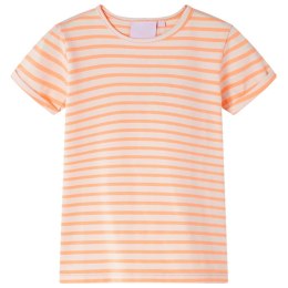 Koszulka dziecięca w paski, neonowy pomarańcz, 116 Lumarko!
