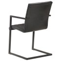 Krzesła stołowe, wspornikowe, 2 szt., czarne, skóra naturalna Lumarko!