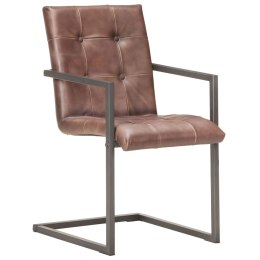 Krzesła stołowe, wspornikowe, 4 szt., brąz, skóra naturalna Lumarko!