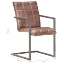 Krzesła stołowe, wspornikowe, 4 szt., brąz, skóra naturalna Lumarko!