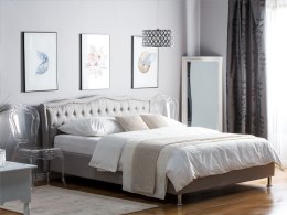 Łóżko z pojemnikiem tapicerowane 180 x 200 cm szare METZ Lumarko!
