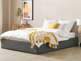 Łóżko z pojemnikiem tapicerowane 160 x 200 cm szare DINAN Lumarko!