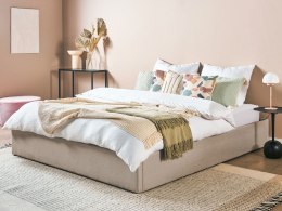 Łóżko z pojemnikiem tapicerowane 180 x 200 cm beżowe DINAN Lumarko!