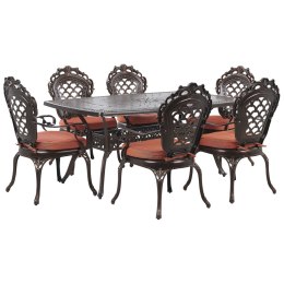 Zestaw ogrodowy metalowy stół i 6 krzeseł brązowy LIZZANO Lumarko!
